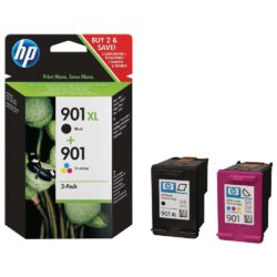 hp 901XL / 901 Ink Cartridge, Black, Tri-Colour 2 Pack, SD519AE